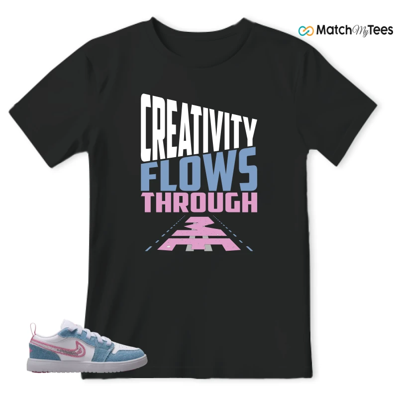 NIKE AIR JORDAN 1 LOW GS DENIM SEQUIN SNEAKER Matching Tees t-shirt