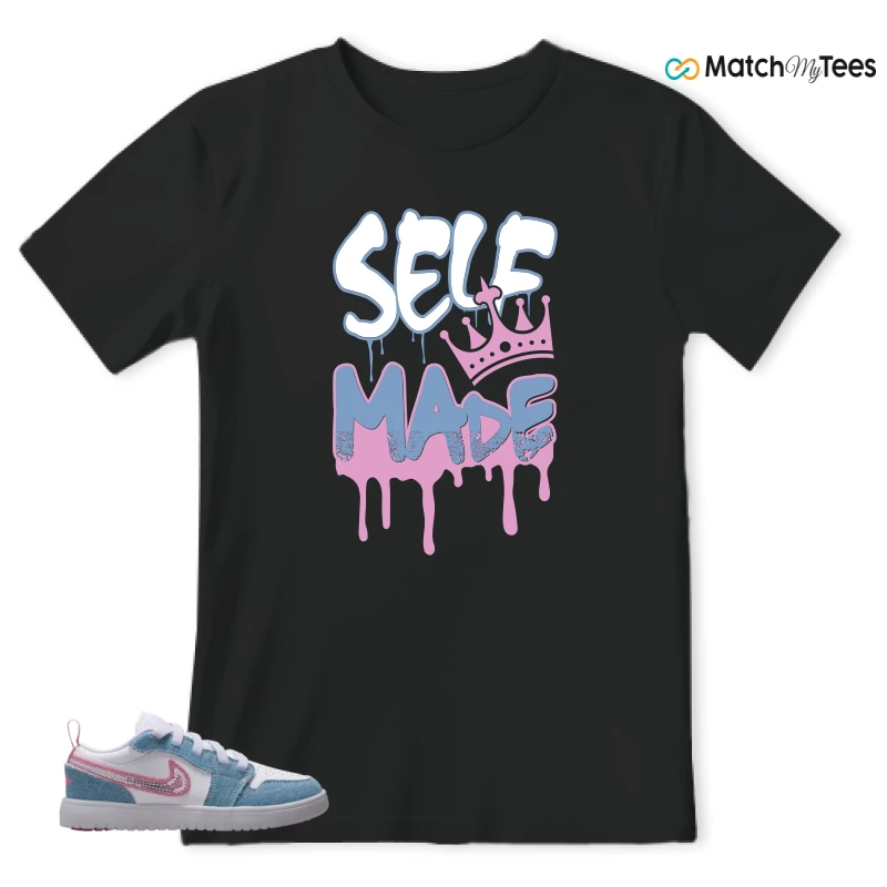 NIKE AIR JORDAN 1 LOW GS DENIM SEQUIN SNEAKER Matching Tees t-shirt