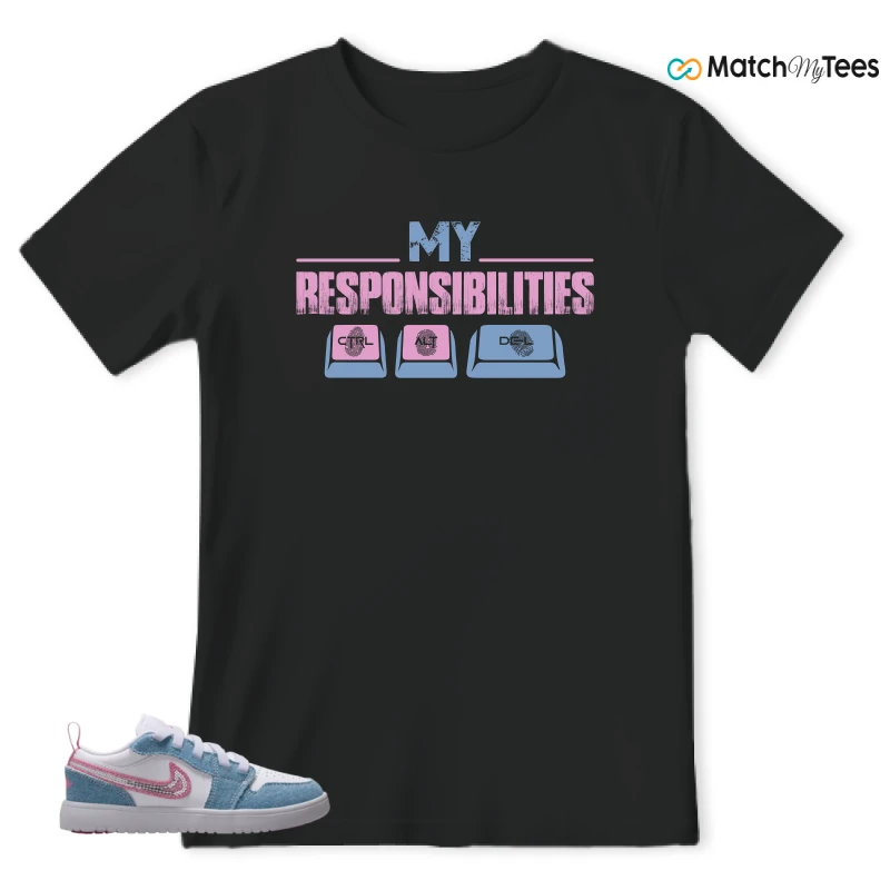 NIKE AIR JORDAN 1 LOW GS DENIM SEQUIN SNEAKER Matching Tees t-shirt