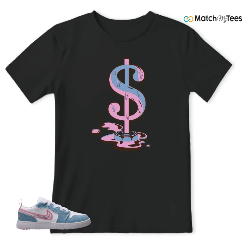 NIKE AIR JORDAN 1 LOW GS DENIM SEQUIN SNEAKER Matching Tees t-shirt