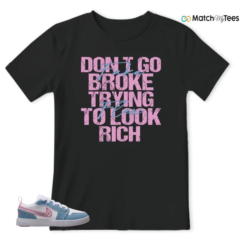 NIKE AIR JORDAN 1 LOW GS DENIM SEQUIN SNEAKER Matching Tees t-shirt