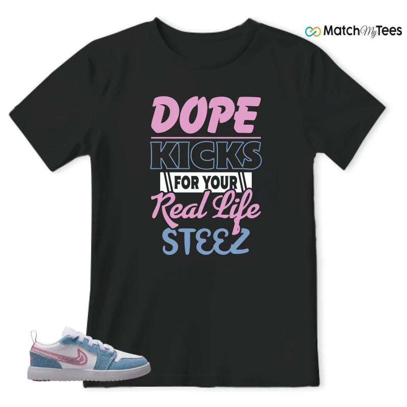 NIKE AIR JORDAN 1 LOW GS DENIM SEQUIN SNEAKER Matching Tees t-shirt
