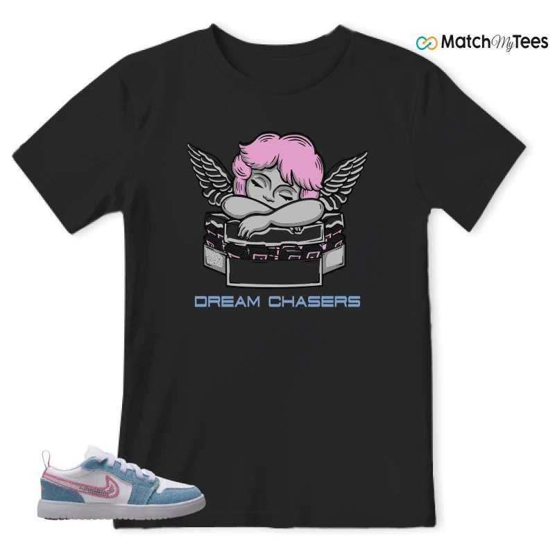 NIKE AIR JORDAN 1 LOW GS DENIM SEQUIN SNEAKER Matching Tees t-shirt