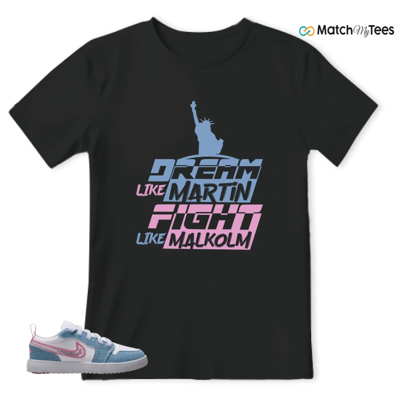 NIKE AIR JORDAN 1 LOW GS DENIM SEQUIN SNEAKER Matching Tees t-shirt
