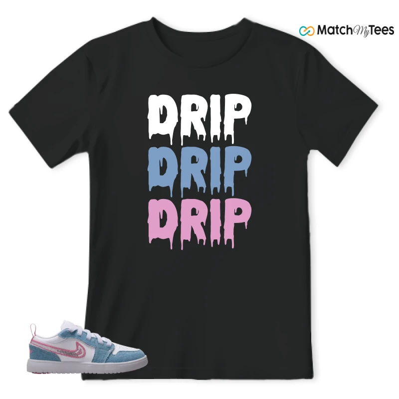 NIKE AIR JORDAN 1 LOW GS DENIM SEQUIN SNEAKER Matching Tees t-shirt
