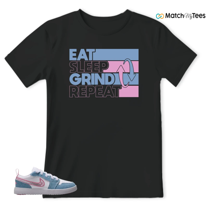 NIKE AIR JORDAN 1 LOW GS DENIM SEQUIN SNEAKER Matching Tees t-shirt