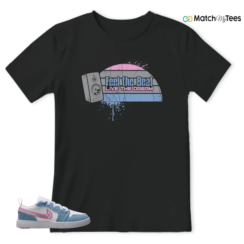 NIKE AIR JORDAN 1 LOW GS DENIM SEQUIN SNEAKER Matching Tees t-shirt