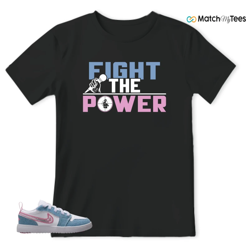 NIKE AIR JORDAN 1 LOW GS DENIM SEQUIN SNEAKER Matching Tees t-shirt