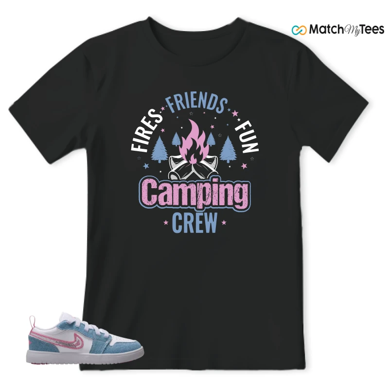 NIKE AIR JORDAN 1 LOW GS DENIM SEQUIN SNEAKER Matching Tees t-shirt