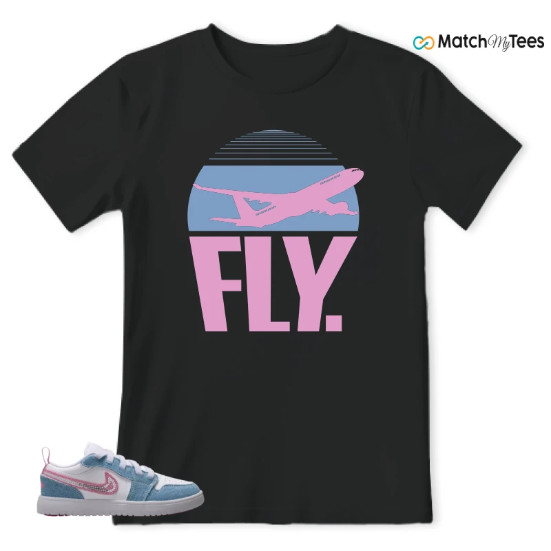NIKE AIR JORDAN 1 LOW GS DENIM SEQUIN SNEAKER Matching Tees t-shirt