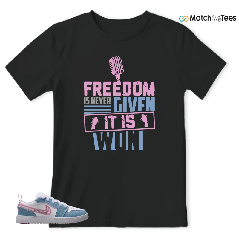 NIKE AIR JORDAN 1 LOW GS DENIM SEQUIN SNEAKER Matching Tees t-shirt