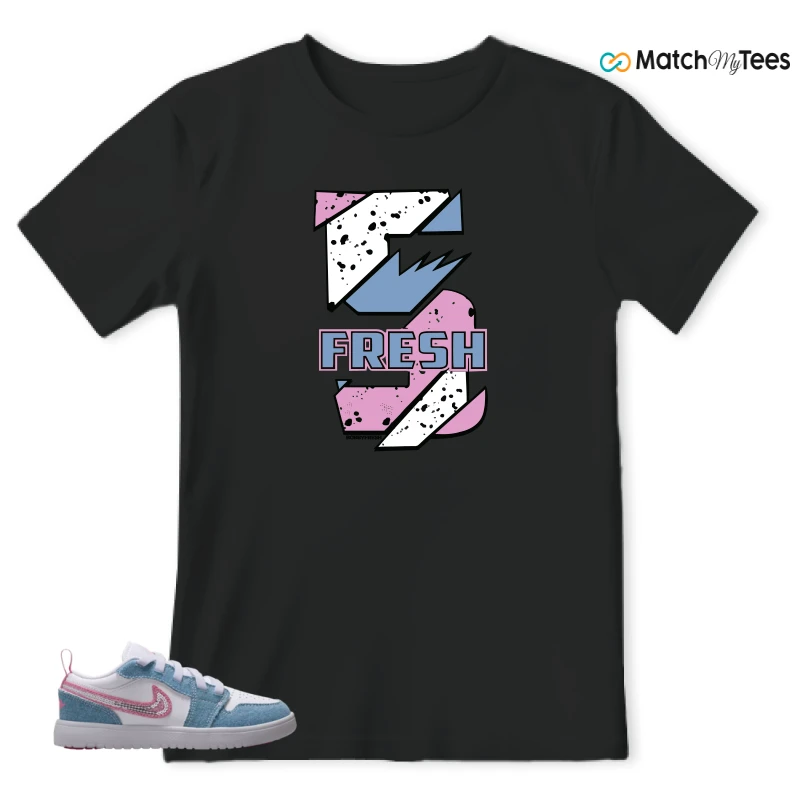 NIKE AIR JORDAN 1 LOW GS DENIM SEQUIN SNEAKER Matching Tees t-shirt