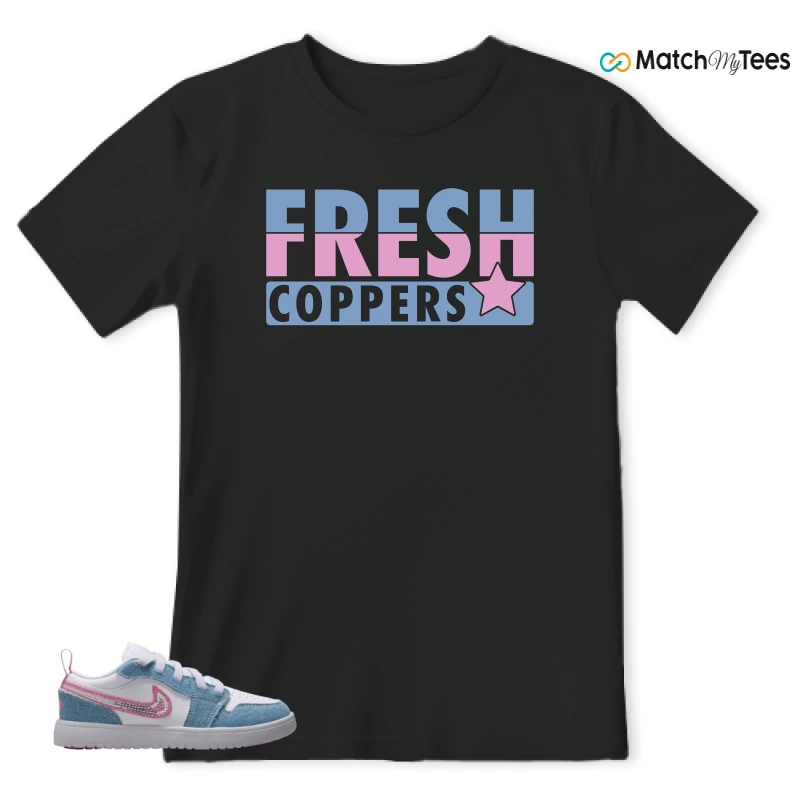 NIKE AIR JORDAN 1 LOW GS DENIM SEQUIN SNEAKER Matching Tees t-shirt