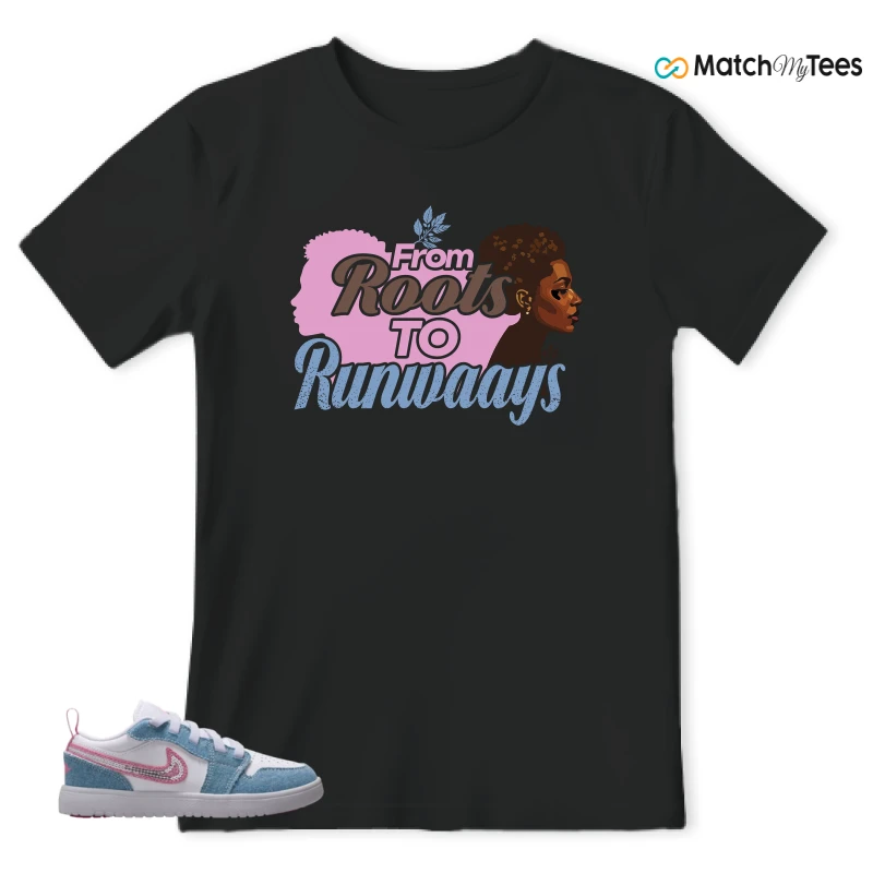 NIKE AIR JORDAN 1 LOW GS DENIM SEQUIN SNEAKER Matching Tees t-shirt