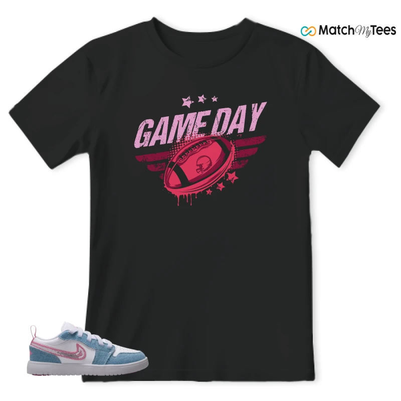 NIKE AIR JORDAN 1 LOW GS DENIM SEQUIN SNEAKER Matching Tees t-shirt