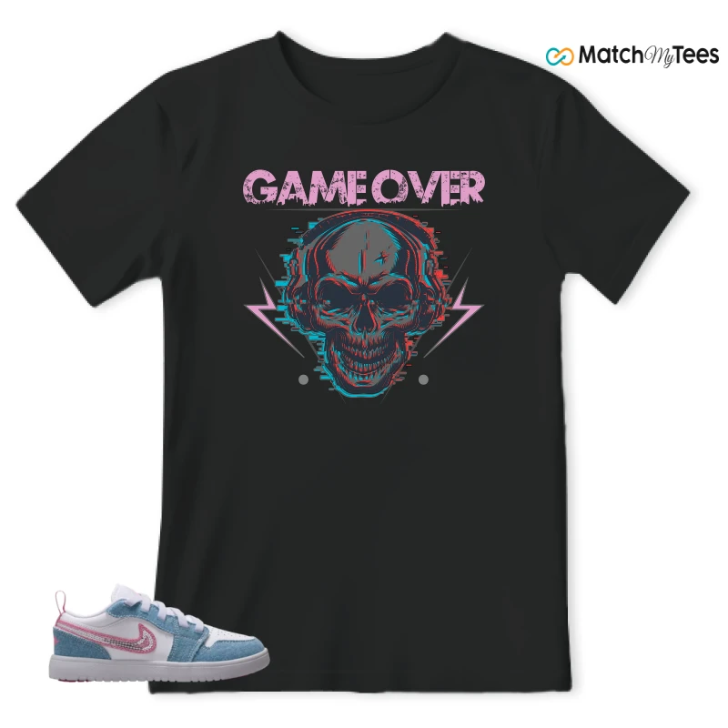NIKE AIR JORDAN 1 LOW GS DENIM SEQUIN SNEAKER Matching Tees t-shirt