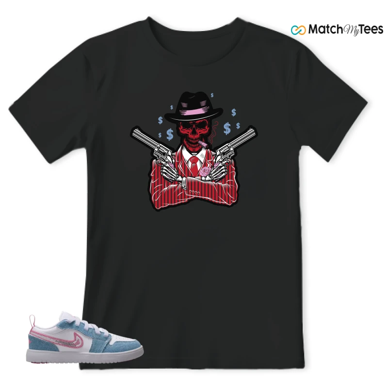 NIKE AIR JORDAN 1 LOW GS DENIM SEQUIN SNEAKER Matching Tees t-shirt