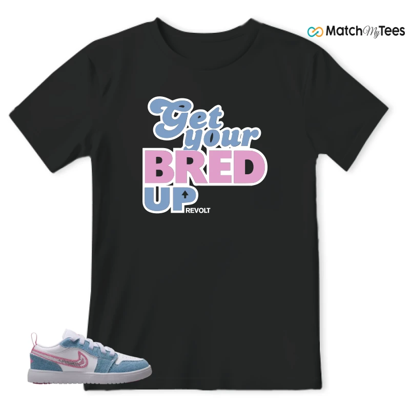 NIKE AIR JORDAN 1 LOW GS DENIM SEQUIN SNEAKER Matching Tees t-shirt