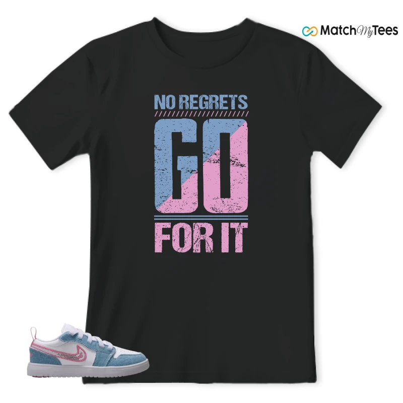 NIKE AIR JORDAN 1 LOW GS DENIM SEQUIN SNEAKER Matching Tees t-shirt