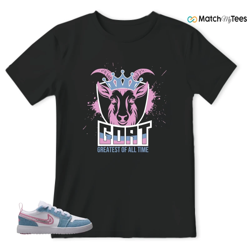 NIKE AIR JORDAN 1 LOW GS DENIM SEQUIN SNEAKER Matching Tees t-shirt