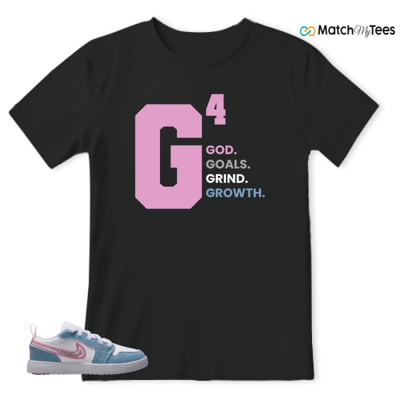 NIKE AIR JORDAN 1 LOW GS DENIM SEQUIN SNEAKER Matching Tees t-shirt