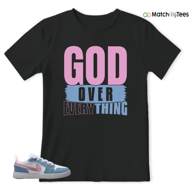 NIKE AIR JORDAN 1 LOW GS DENIM SEQUIN SNEAKER Matching Tees t-shirt