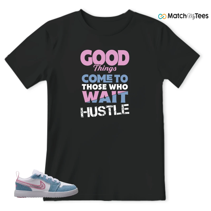 NIKE AIR JORDAN 1 LOW GS DENIM SEQUIN SNEAKER Matching Tees t-shirt