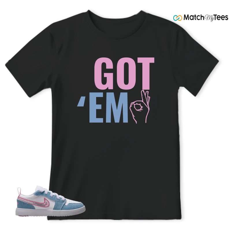 NIKE AIR JORDAN 1 LOW GS DENIM SEQUIN SNEAKER Matching Tees t-shirt