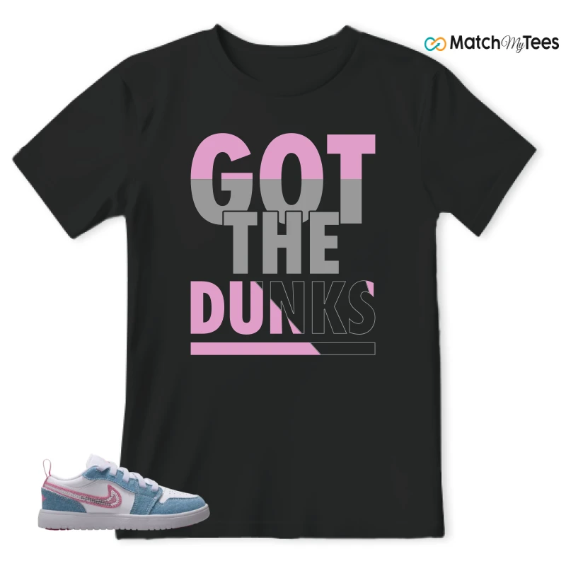 NIKE AIR JORDAN 1 LOW GS DENIM SEQUIN SNEAKER Matching Tees t-shirt
