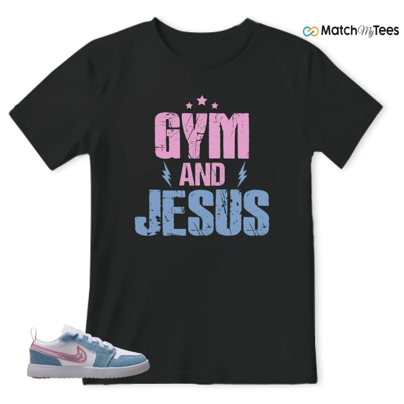 NIKE AIR JORDAN 1 LOW GS DENIM SEQUIN SNEAKER Matching Tees t-shirt
