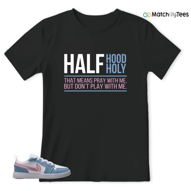 NIKE AIR JORDAN 1 LOW GS DENIM SEQUIN SNEAKER Matching Tees t-shirt