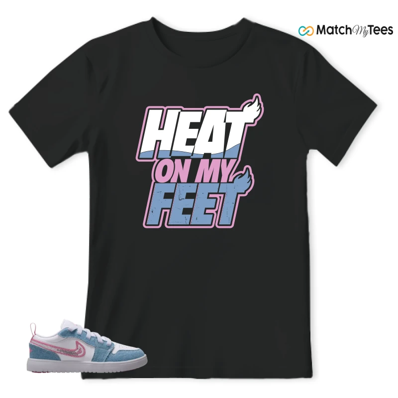 NIKE AIR JORDAN 1 LOW GS DENIM SEQUIN SNEAKER Matching Tees t-shirt