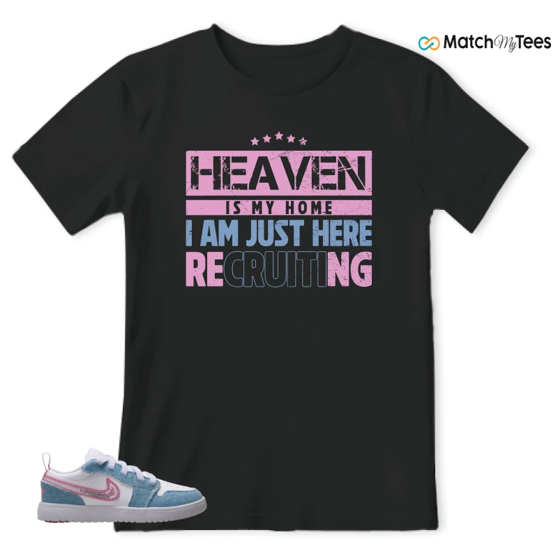 NIKE AIR JORDAN 1 LOW GS DENIM SEQUIN SNEAKER Matching Tees t-shirt