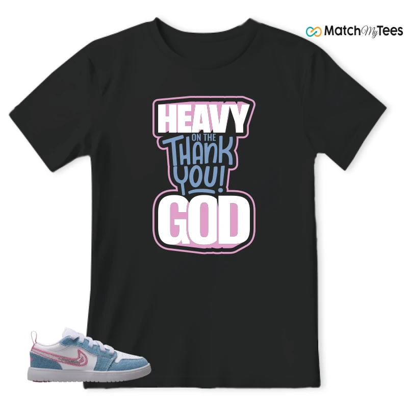 NIKE AIR JORDAN 1 LOW GS DENIM SEQUIN SNEAKER Matching Tees t-shirt