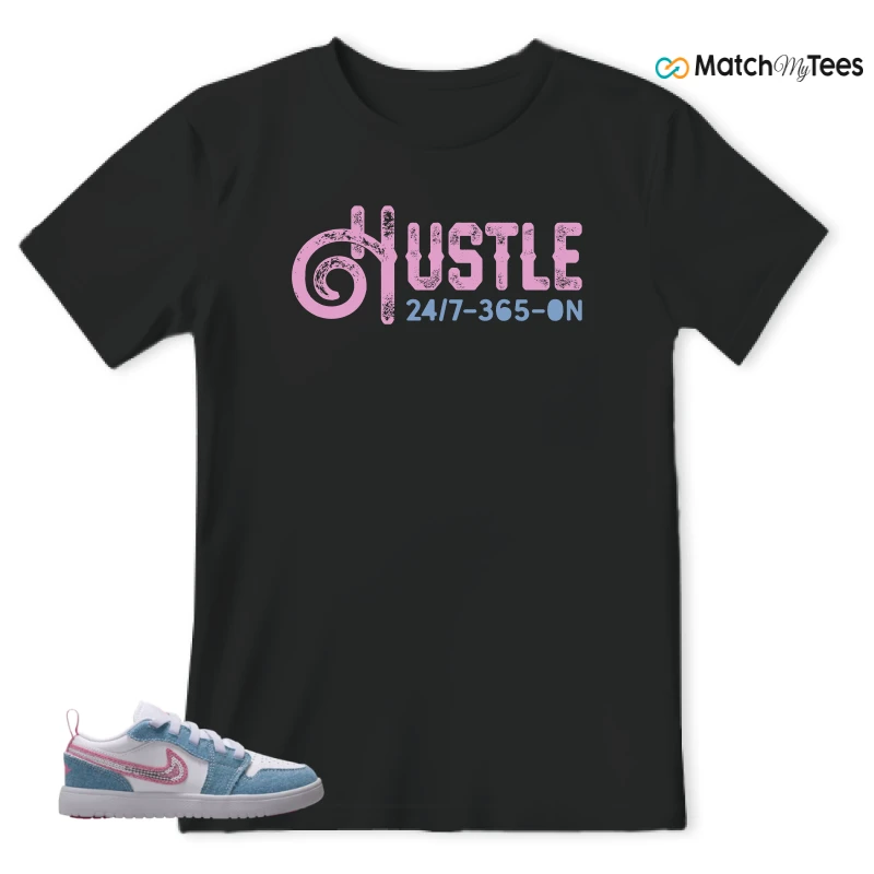NIKE AIR JORDAN 1 LOW GS DENIM SEQUIN SNEAKER Matching Tees t-shirt