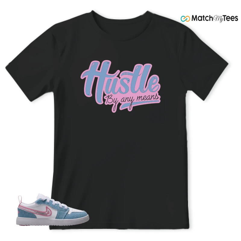 NIKE AIR JORDAN 1 LOW GS DENIM SEQUIN SNEAKER Matching Tees t-shirt