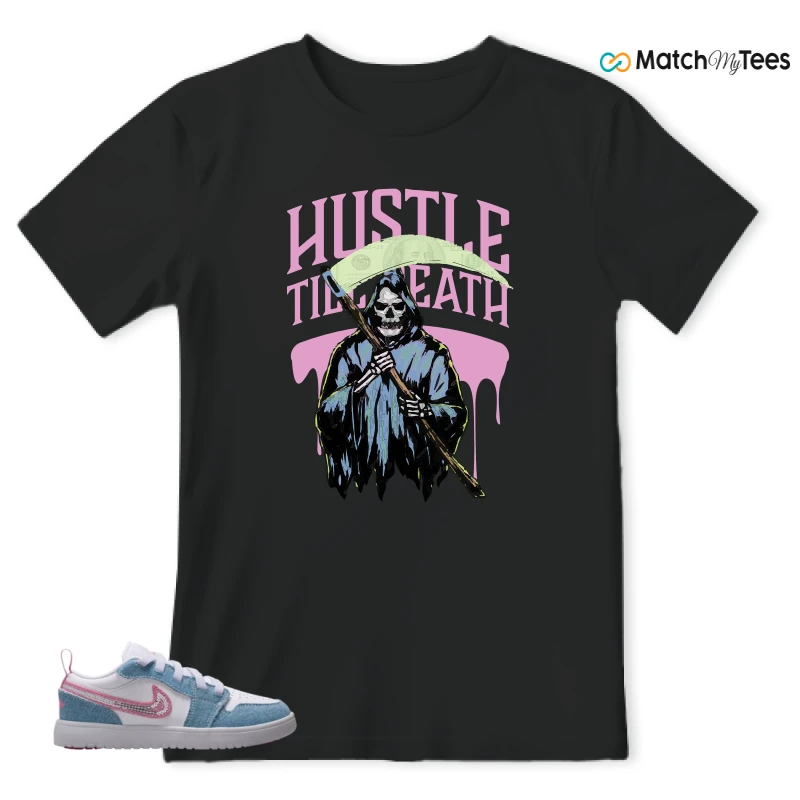 NIKE AIR JORDAN 1 LOW GS DENIM SEQUIN SNEAKER Matching Tees t-shirt