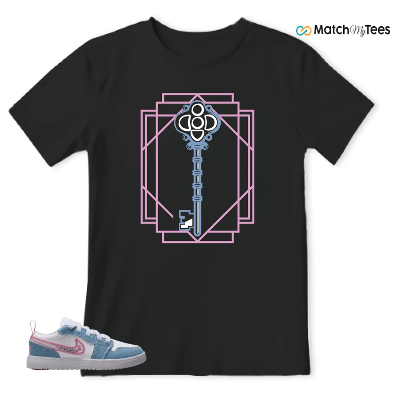NIKE AIR JORDAN 1 LOW GS DENIM SEQUIN SNEAKER Matching Tees t-shirt