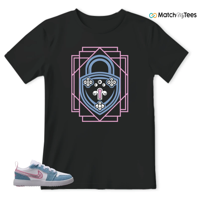 NIKE AIR JORDAN 1 LOW GS DENIM SEQUIN SNEAKER Matching Tees t-shirt