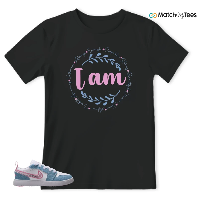 NIKE AIR JORDAN 1 LOW GS DENIM SEQUIN SNEAKER Matching Tees t-shirt