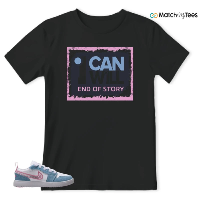 NIKE AIR JORDAN 1 LOW GS DENIM SEQUIN SNEAKER Matching Tees t-shirt