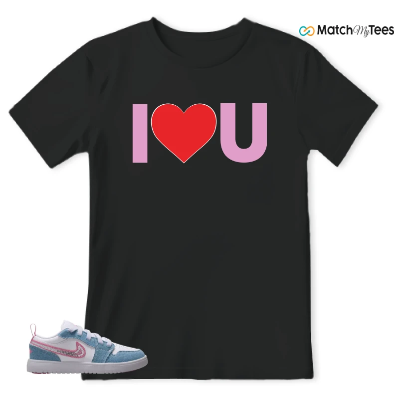 NIKE AIR JORDAN 1 LOW GS DENIM SEQUIN SNEAKER Matching Tees t-shirt