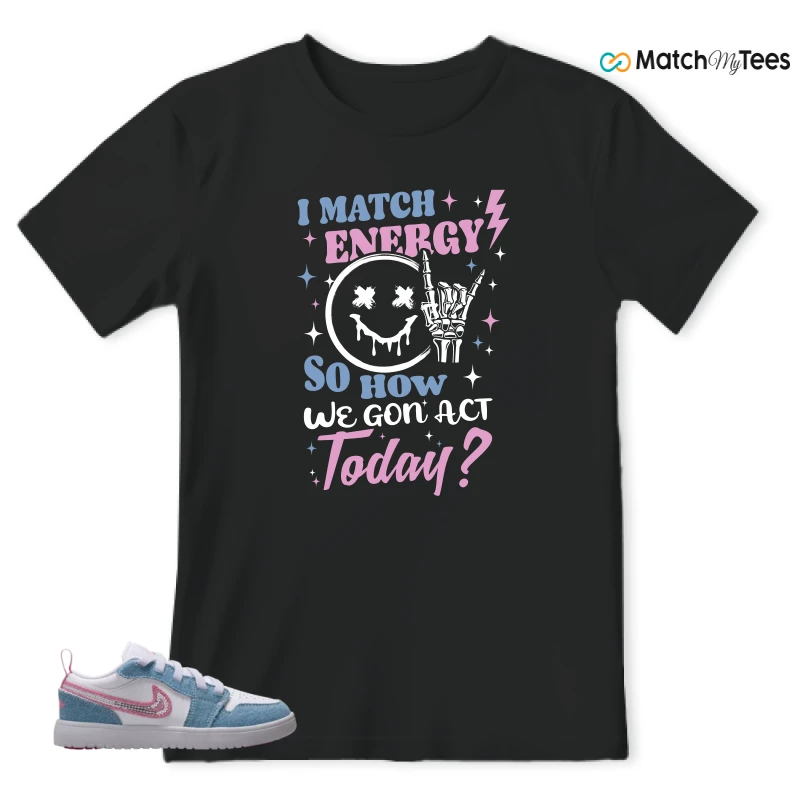 NIKE AIR JORDAN 1 LOW GS DENIM SEQUIN SNEAKER Matching Tees t-shirt