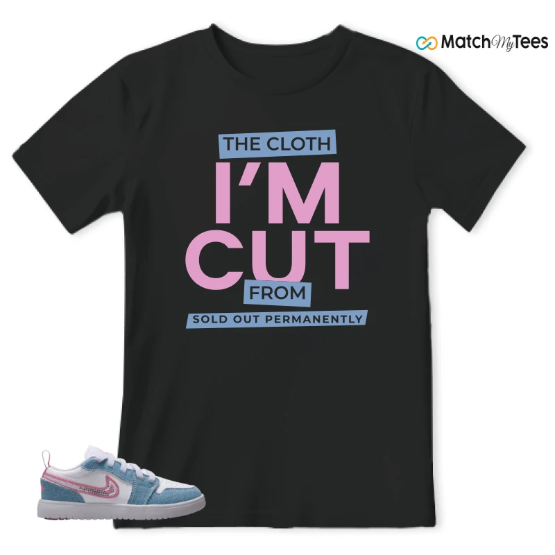 NIKE AIR JORDAN 1 LOW GS DENIM SEQUIN SNEAKER Matching Tees t-shirt