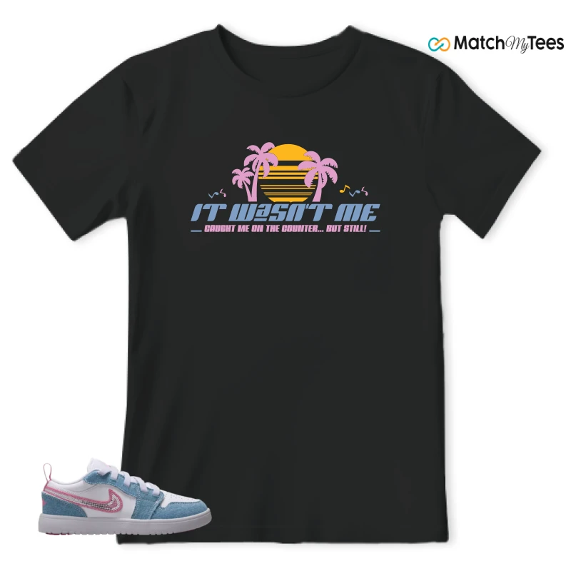 NIKE AIR JORDAN 1 LOW GS DENIM SEQUIN SNEAKER Matching Tees t-shirt