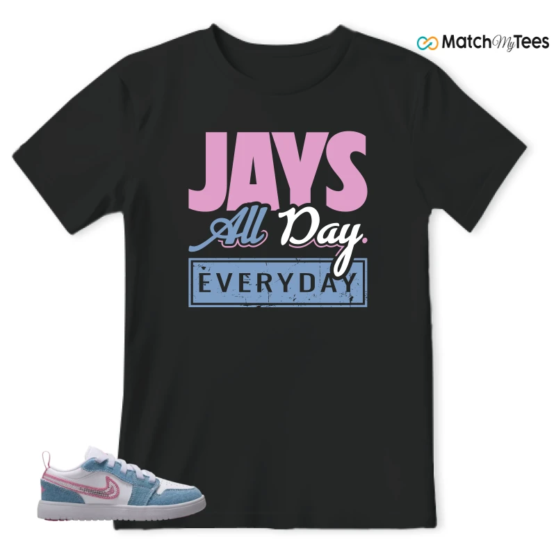 NIKE AIR JORDAN 1 LOW GS DENIM SEQUIN SNEAKER Matching Tees t-shirt