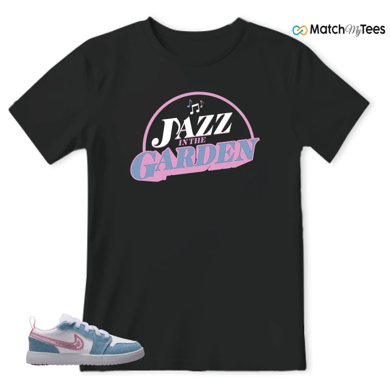 NIKE AIR JORDAN 1 LOW GS DENIM SEQUIN SNEAKER Matching Tees t-shirt