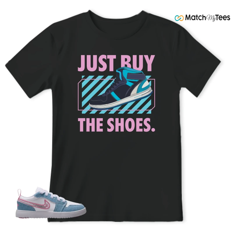 NIKE AIR JORDAN 1 LOW GS DENIM SEQUIN SNEAKER Matching Tees t-shirt