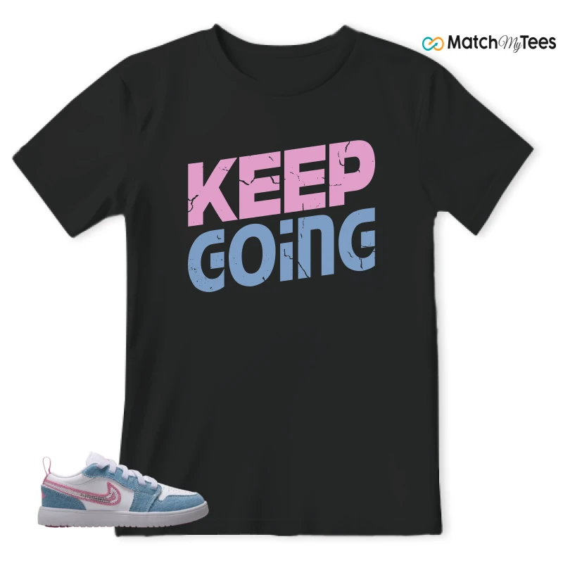 NIKE AIR JORDAN 1 LOW GS DENIM SEQUIN SNEAKER Matching Tees t-shirt