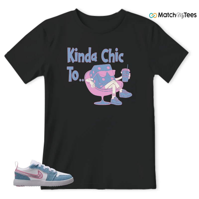 NIKE AIR JORDAN 1 LOW GS DENIM SEQUIN SNEAKER Matching Tees t-shirt